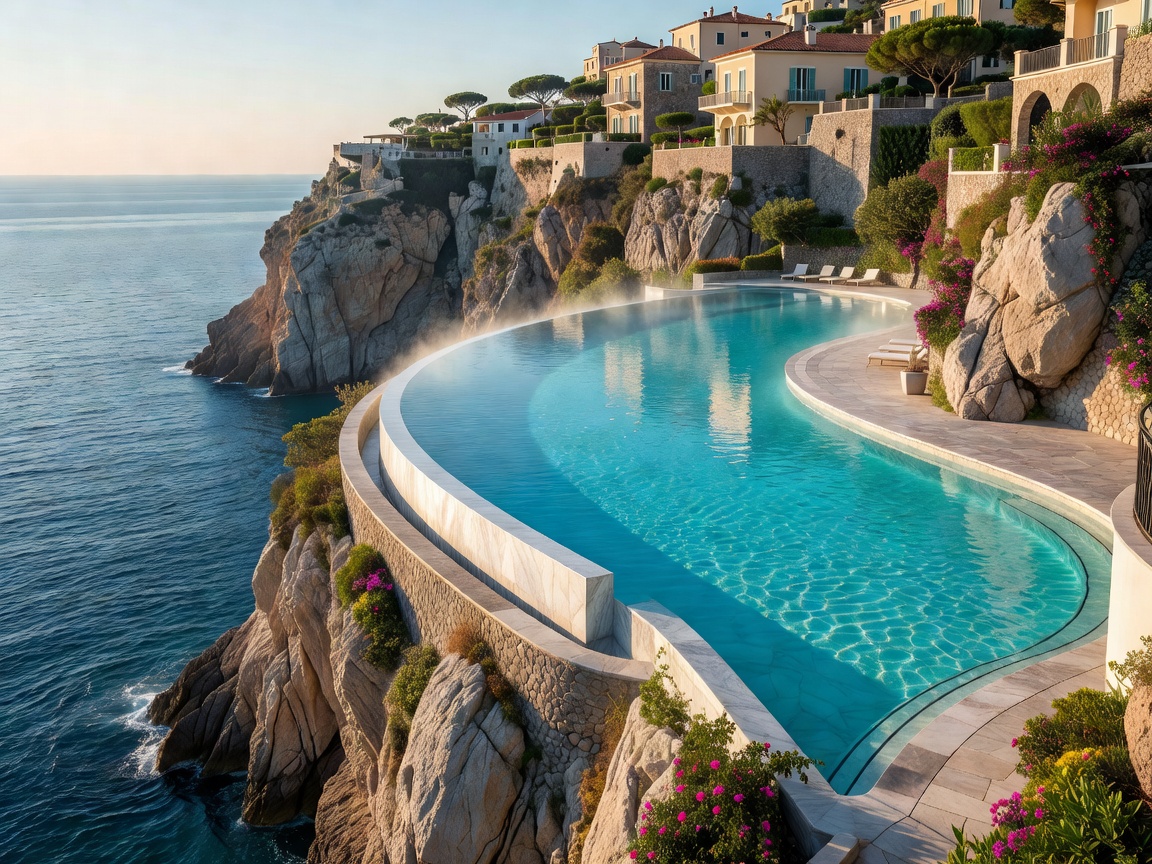 Heated saltwater pool built into sea cliffs at Hotel Santa Caterina in Amalfi